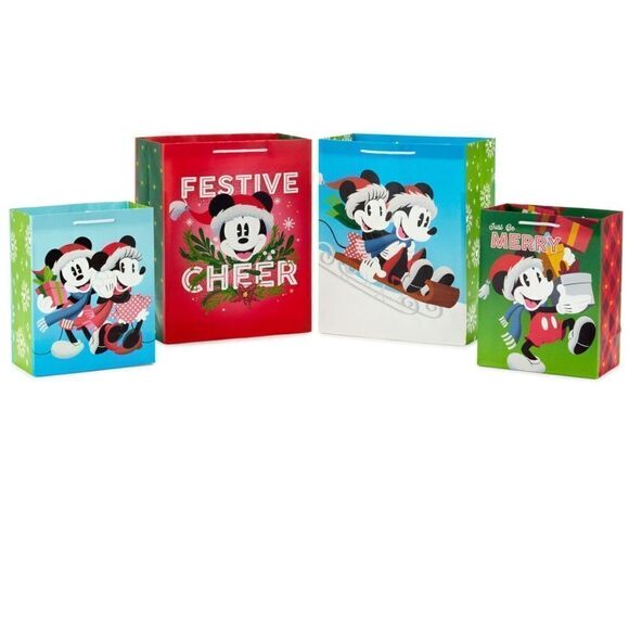 Hallmark Mickey and Minnie Mouse Holiday Gift Bags set of 8 NWT - Picture 2 of 12